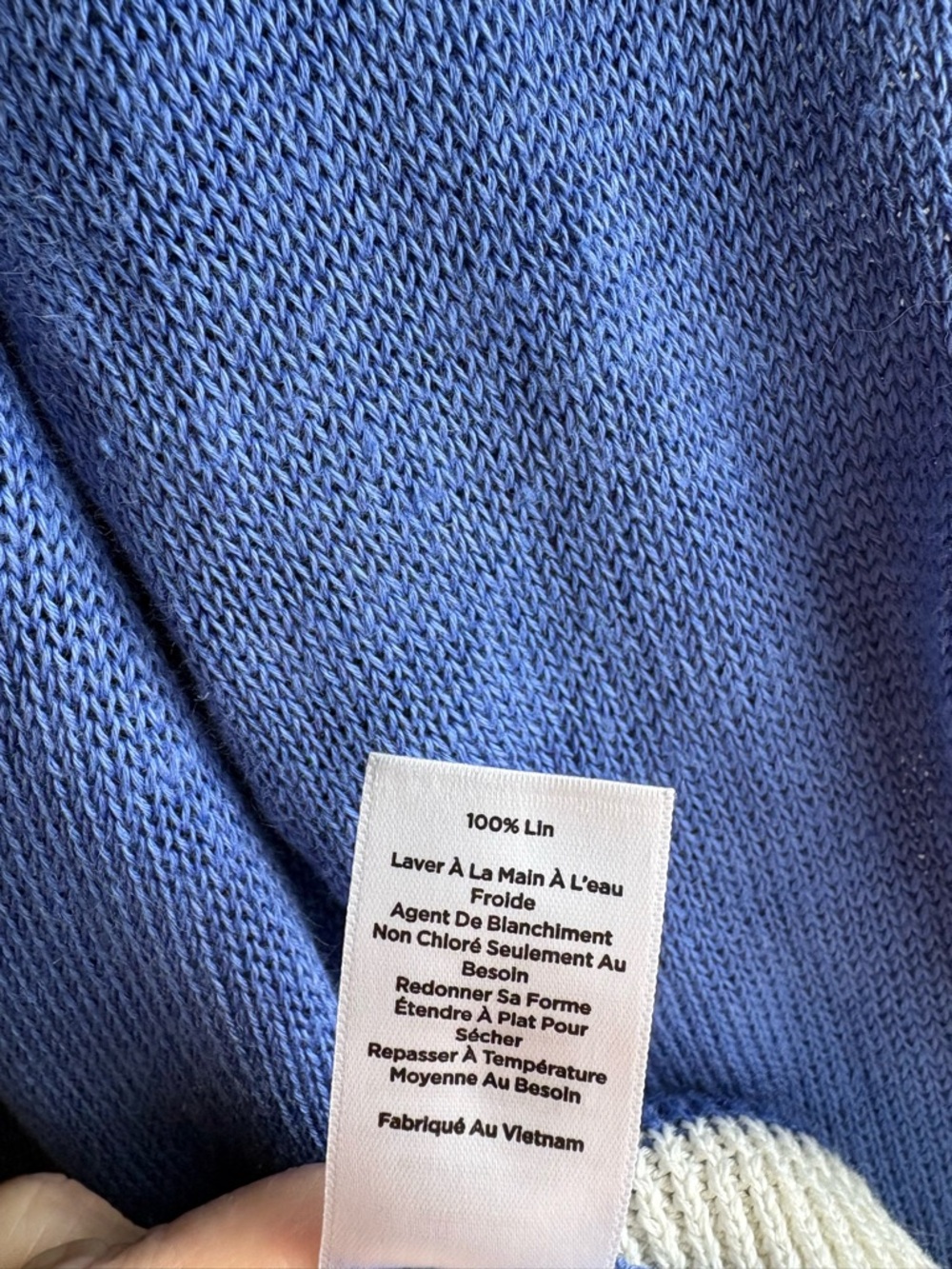 Talbots Light Blue Linen’s V-Neck Sweater with White Trim - Picture 4 of 13
